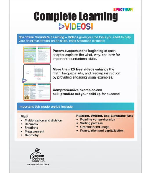 Spectrum Complete Learning + Videos Workbook
