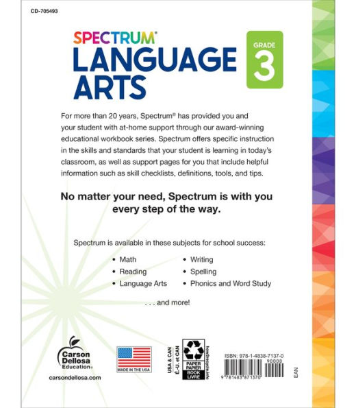 Spectrum Language Arts Workbook, Grade 3