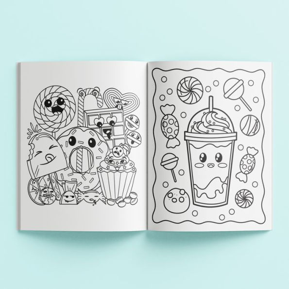 kaleidoscope kawaii snackables coloring book kit