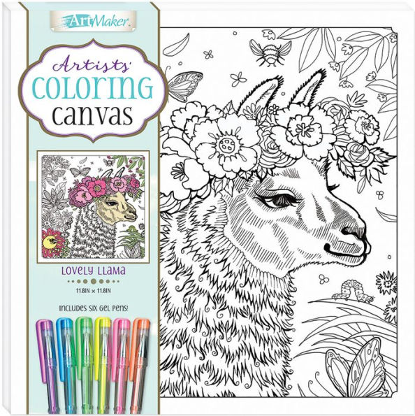 Artmaker Artist's Coloring Canvas: Lovely Llama