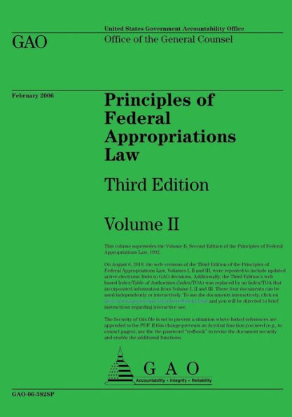 Principles of Federal Appropriations Law: Third Edition Volume II