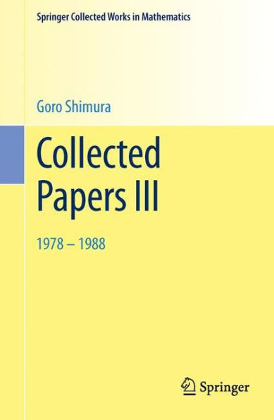 Collected Papers III: 1978-1988