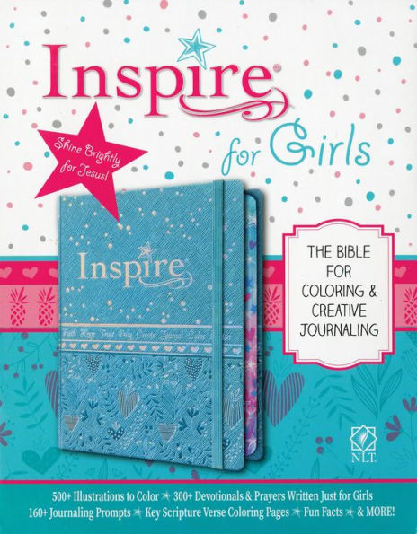 Inspire Bible for Girls NLT (Hardcover LeatherLike, Blue): The Bible for Coloring & Creative Journaling