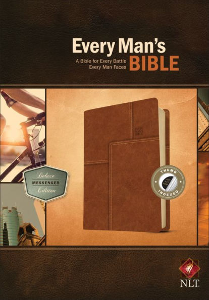 Every Man's Bible NLT, Deluxe Messenger Edition (LeatherLike, Brown, Indexed)