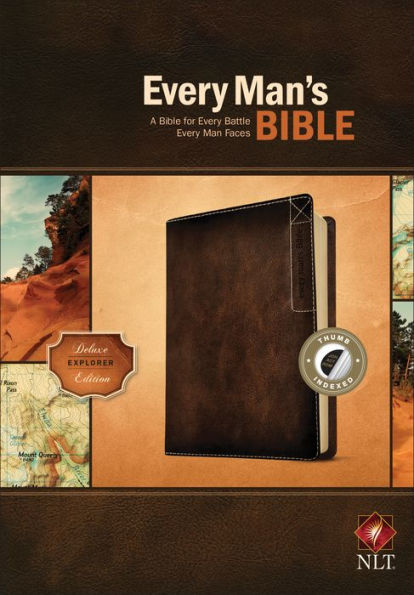 Every Man's Bible NLT, Deluxe Explorer Edition (LeatherLike, Brown, Indexed)