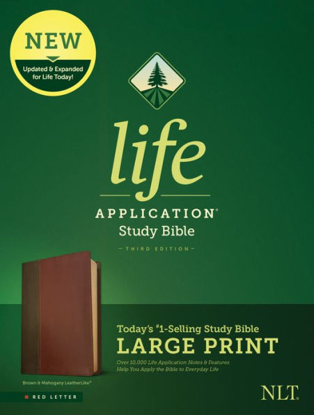 NLT Life Application Study Bible, Third Edition, Large Print (LeatherLike, Brown/Mahogany, Red Letter)