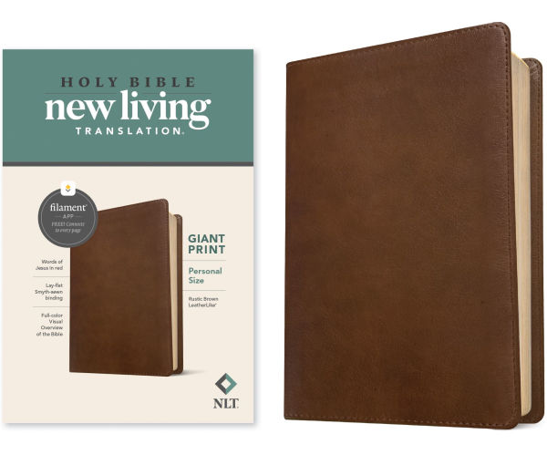 NLT Personal Size Giant Print Bible, Filament Enabled (LeatherLike, Rustic Brown, Red Letter)