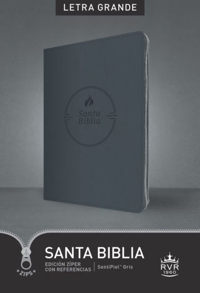 Santa Biblia RVR60, Edición zíper con referencias, letra grande (SentiPiel, Gris, Letra Roja)