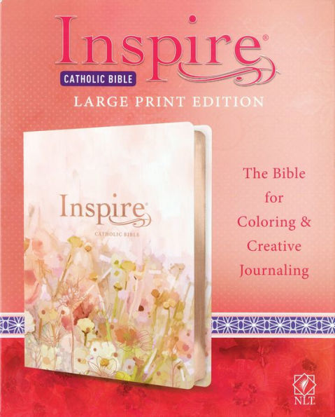 Inspire Catholic Bible NLT Large Print (LeatherLike, Pink Fields with Rose Gold): The Bible for Coloring & Creative Journaling