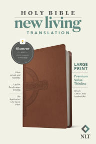 Title: NLT Large Print Premium Value Thinline Bible, Filament Enabled (LeatherLike, Brown Celtic Cross), Author: Tyndale