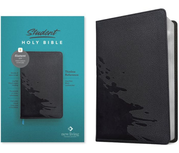 NLT Student Bible, Thinline Reference, Filament Enabled (LeatherLike, Overflow Black, Red Letter)