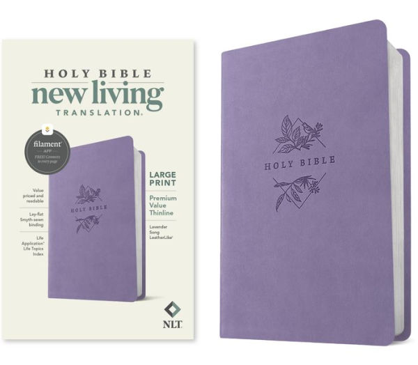 NLT Large Print Premium Value Thinline Bible, Filament Enabled (LeatherLike, Lavender Song)