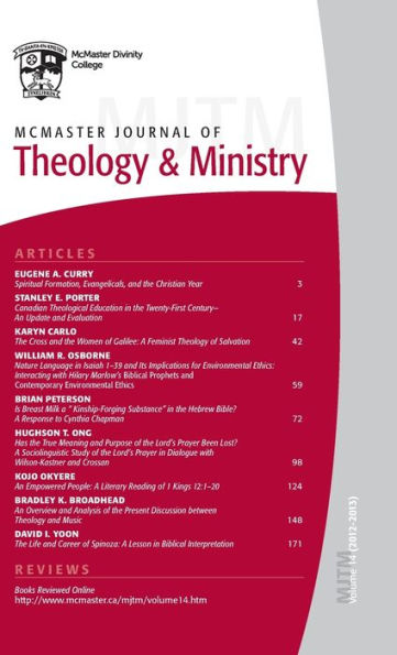 McMaster Journal of Theology and Ministry: Volume 14, 2012-2013