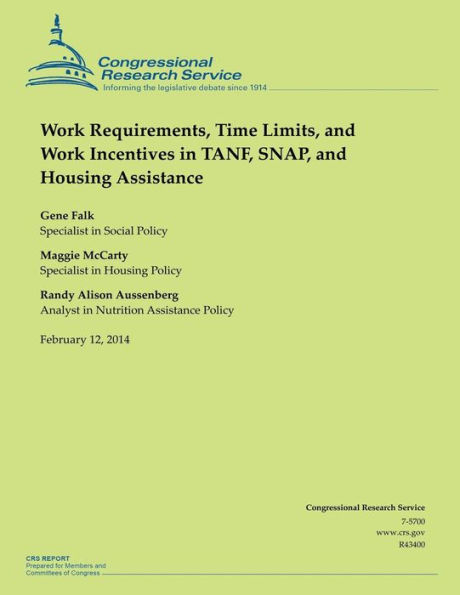 Work Requirements, Time Limits, and Work Incentives in TANF, SNAP, and Housing Assistance