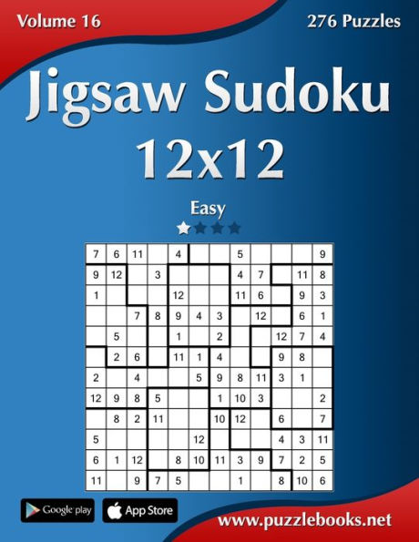 Jigsaw Sudoku 12x12 - Easy - Volume 16 - 276 Puzzles