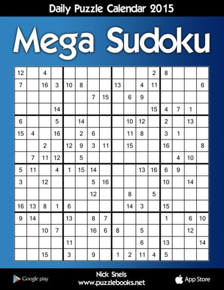 Daily Mega Sudoku 16x16 Puzzle Calendar 2015