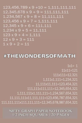 wondersofmath nifty graph paper notebook 1 2 inch squares 120 pages 1x1 inch graph paper