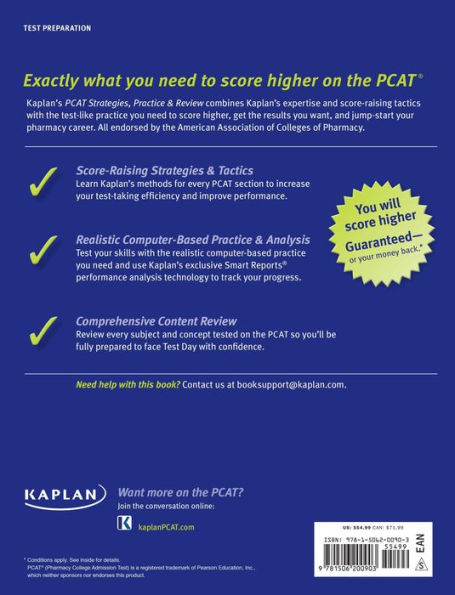 Kaplan PCAT 2016-2017 Strategies, Practice, and Review with 2 Practice Tests: Online + Book