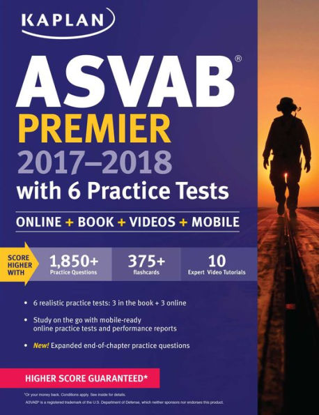 ASVAB Premier 2017-2018 with 6 Practice Tests: Online + Book + Videos