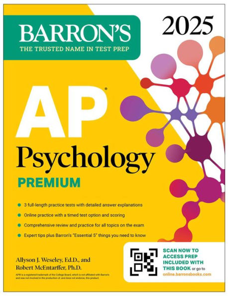 AP Psychology Premium, 2025: Prep Book with 3 Practice Tests + Comprehensive Review + Online Practice