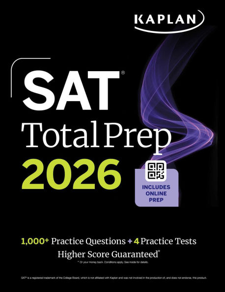 SAT Total Prep 2026: Includes 4 Full Length Practice Tests, 1,100+ Practice Questions + 1 Year Access to Online Quizzes and Video Lessons and Tutorials