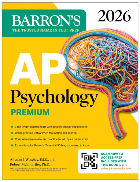 AP Psychology Premium, 2026: Prep Book with 3 Practice Tests + Comprehensive Review Online