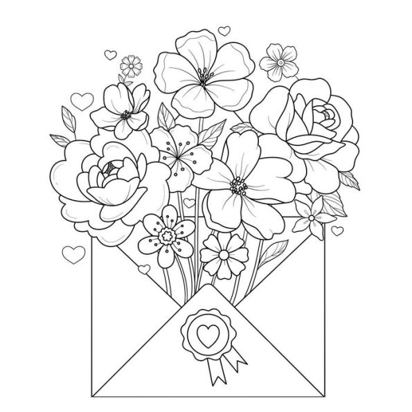 Ink Tracing: Follow the lines to Reveal Beautiful Bouquets of Flowers:  Coloring Book.