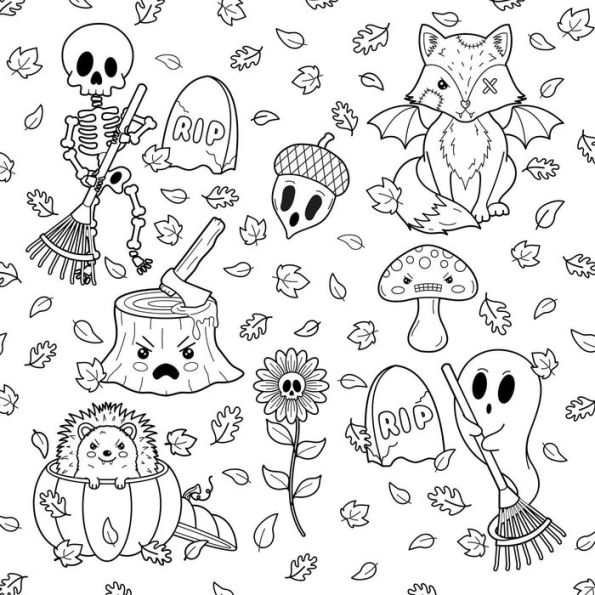 Halloween Coloring Book For Kids & Teens Cute Horror & Spooky