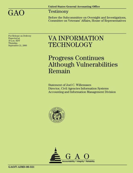 VA Information Technology: Progress Continues Although Vulnerabilities Remain