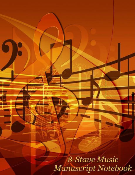 8-Stave Music Manuscript Notebook - Gold Treble Clef