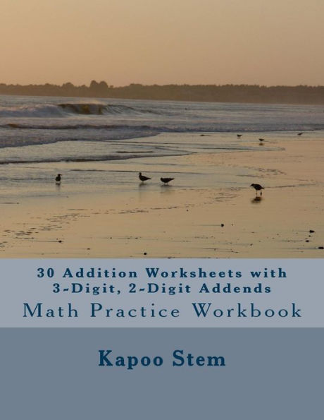 30 Addition Worksheets with 3-Digit, 2-Digit Addends: Math Practice Workbook