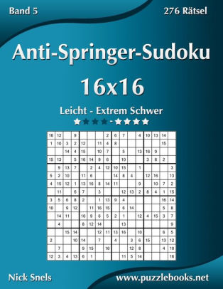 Anti Springer Sudoku 16x16 Leicht Bis Extrem Schwer Band 5