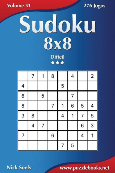 Sudoku 8x8 - Difícil - Volume 51 - 276 Jogos