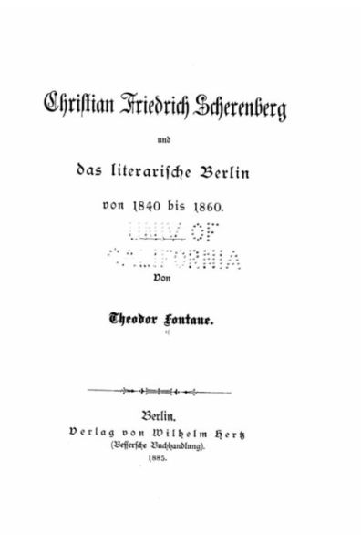 Christian Friedrich Scherenberg und das literarische Berlin von 1840 bis 1860