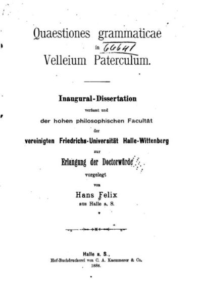 Quaestiones grammaticae in Velleium Paterculum