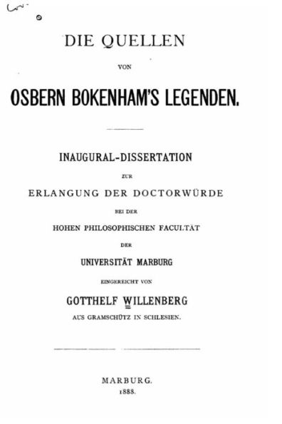 Die Quellen von Osbern Bokenham's Legenden