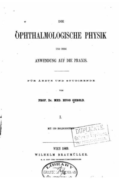 Die ophthalmologische Physik und ihre Anwendung auf die Praxis