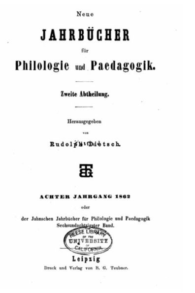 Neue Jahrbücher für Philologie und Paedogogik