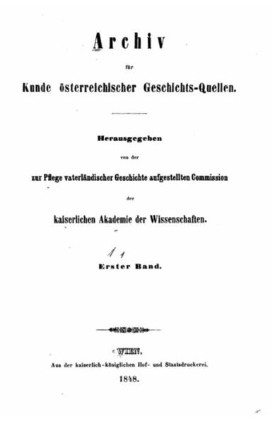 Archiv für österreichische geschichte-quellen