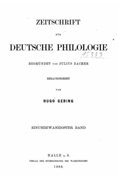 Zeitschrift f r deutsche Philologie