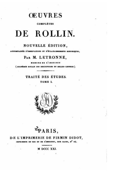 Oeuvres complètes de Rollin - Tome I