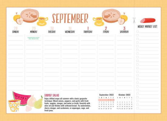 2022 The Kitchen Companion PageAWeek Calendar by Holly