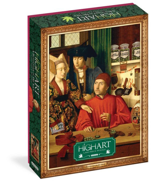 High Art: A Budtender in His Shop 1,000-Piece Puzzle: for Adults Marijuana Humor Painting Parody Gift Jigsaw 26 3/8