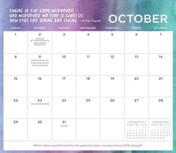 Everyday Gratitude A Monthly Wall Calendar 2023 by Workman