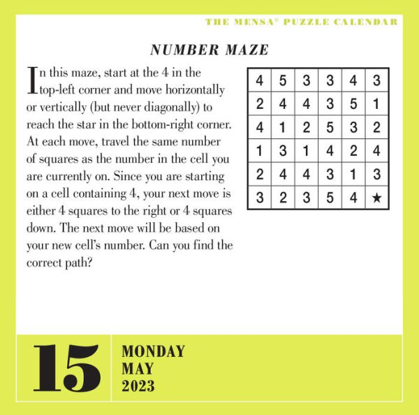 Mensa 365 Brain Puzzlers PageADay Calendar 2023 Word Puzzles, Logic