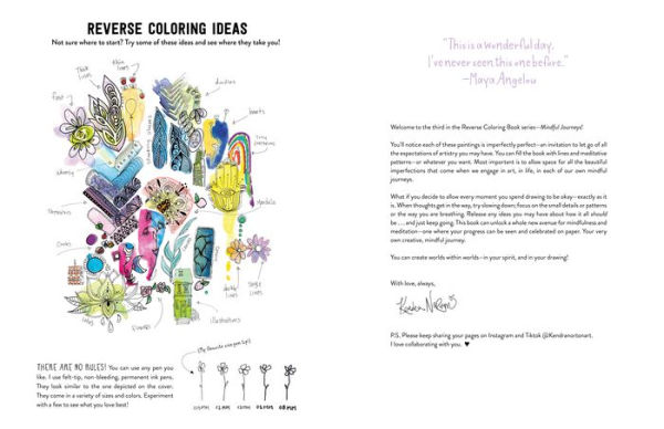 The Reverse Coloring BookT: Mindful Journeys: Be Calm and Creative: The Book Has the Colors, You Draw the Lines