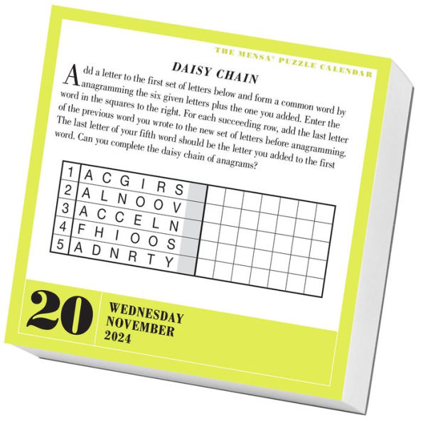 Mensa(r) 365 Brain Puzzlers PageADay Calendar 2024 Word Puzzles