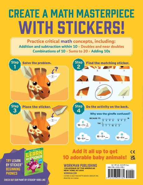 Learn by Sticker: Addition and Subtraction: Use Math to Create 10 Baby Animals!
