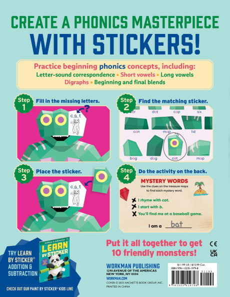 Learn by Sticker: Beginning Phonics: Use Phonics to Create 10 Friendly Monsters!