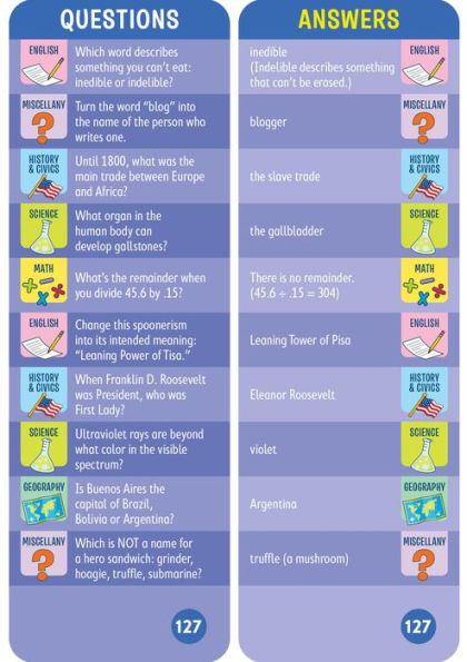 Brain Quest 7th Grade Smart Cards Revised 4th Edition